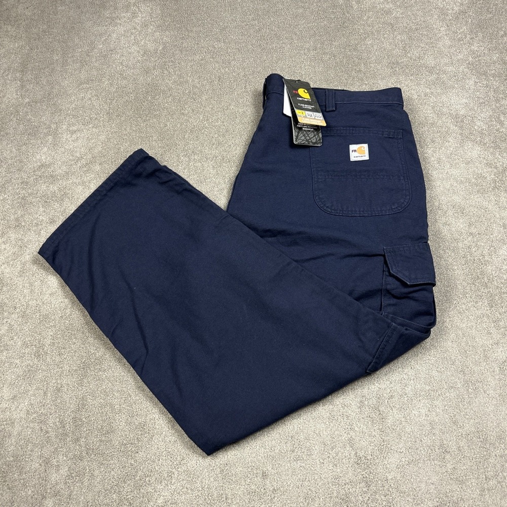 NEW Carhartt FR Canvas Cargo Pants Mens 44x30 Navy Flame Resistant Utility Work